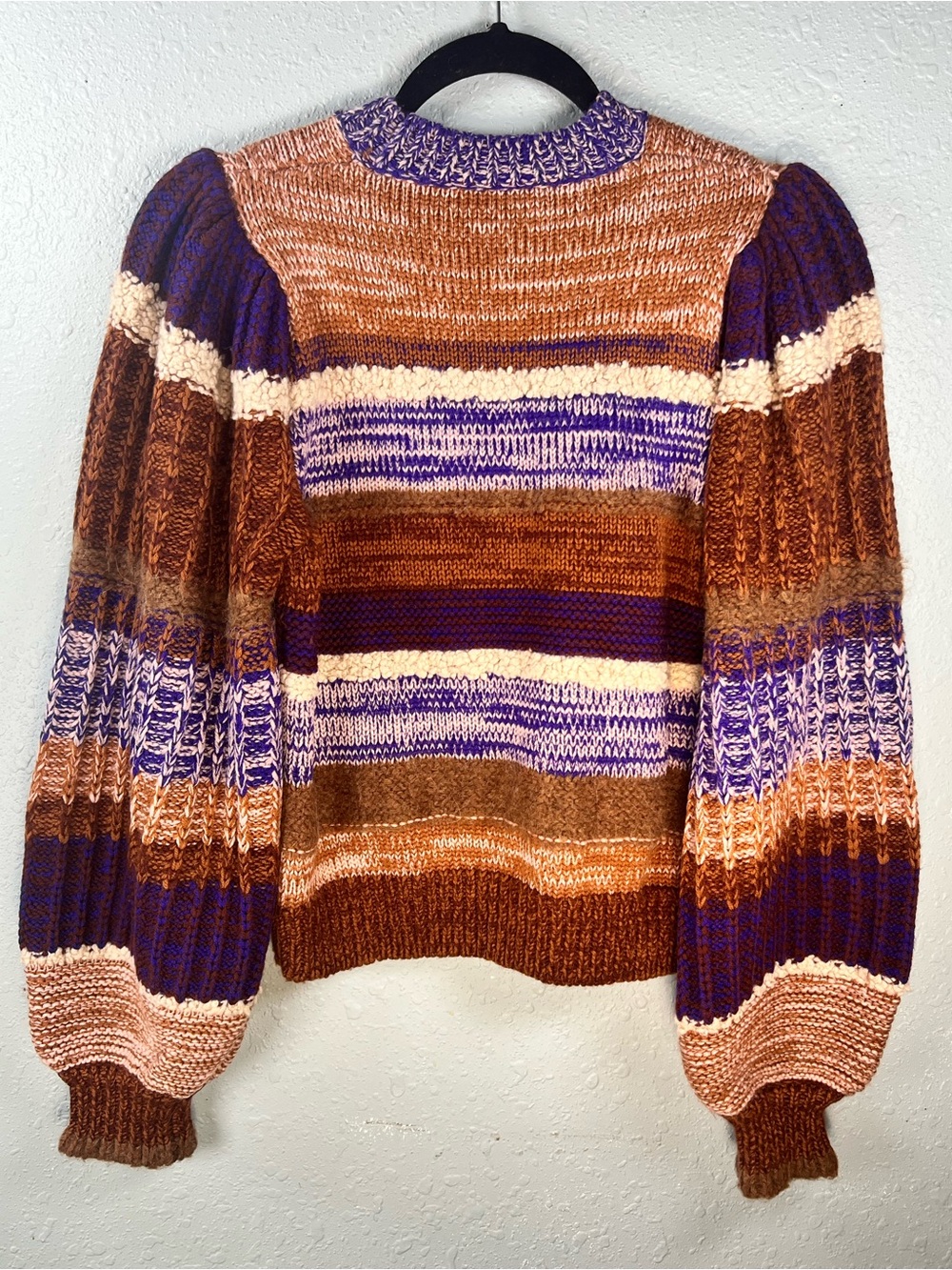 Ulla Johnson Samara Wool Alpaca Patchwork Stripe Balloon Sweater S Ghosts TV - Picture 3 of 16